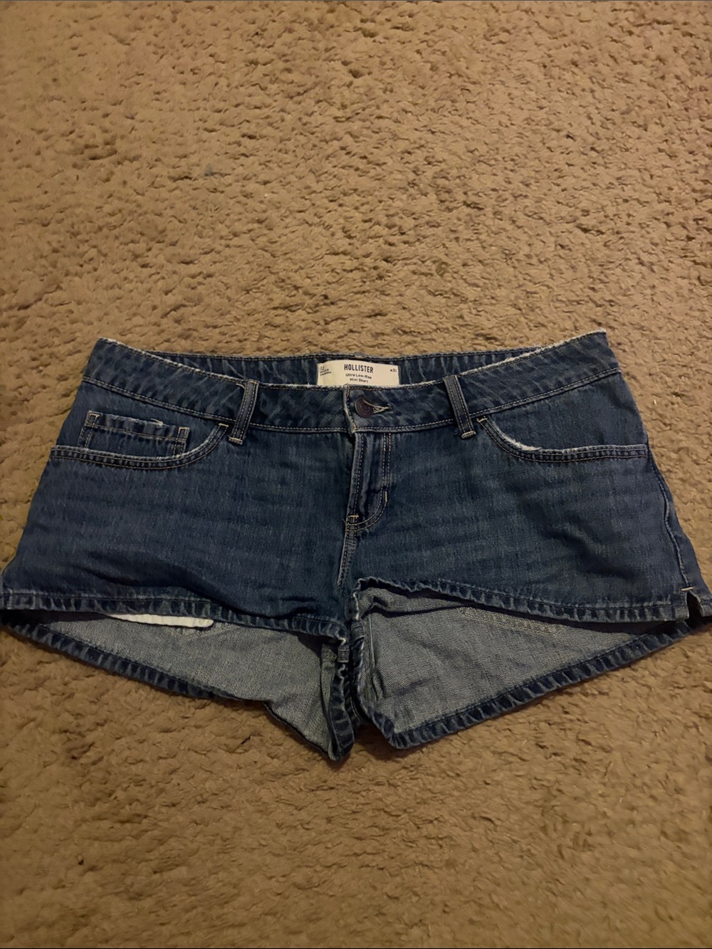 Hollister Women's Dark Blue Denim Cutoff Shorts